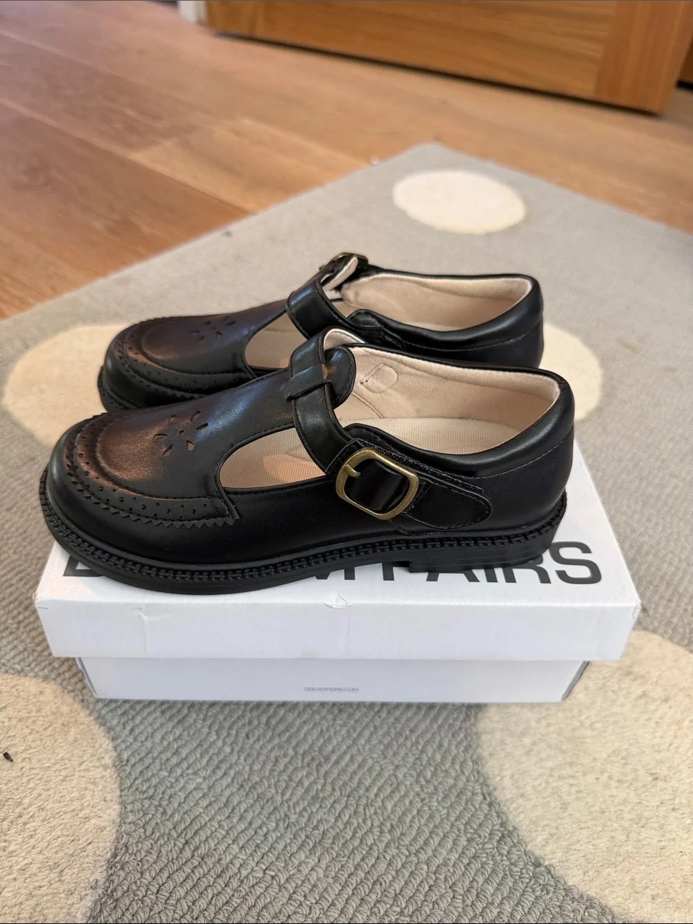 Girls Black Leather Mary Jane School Shoes
